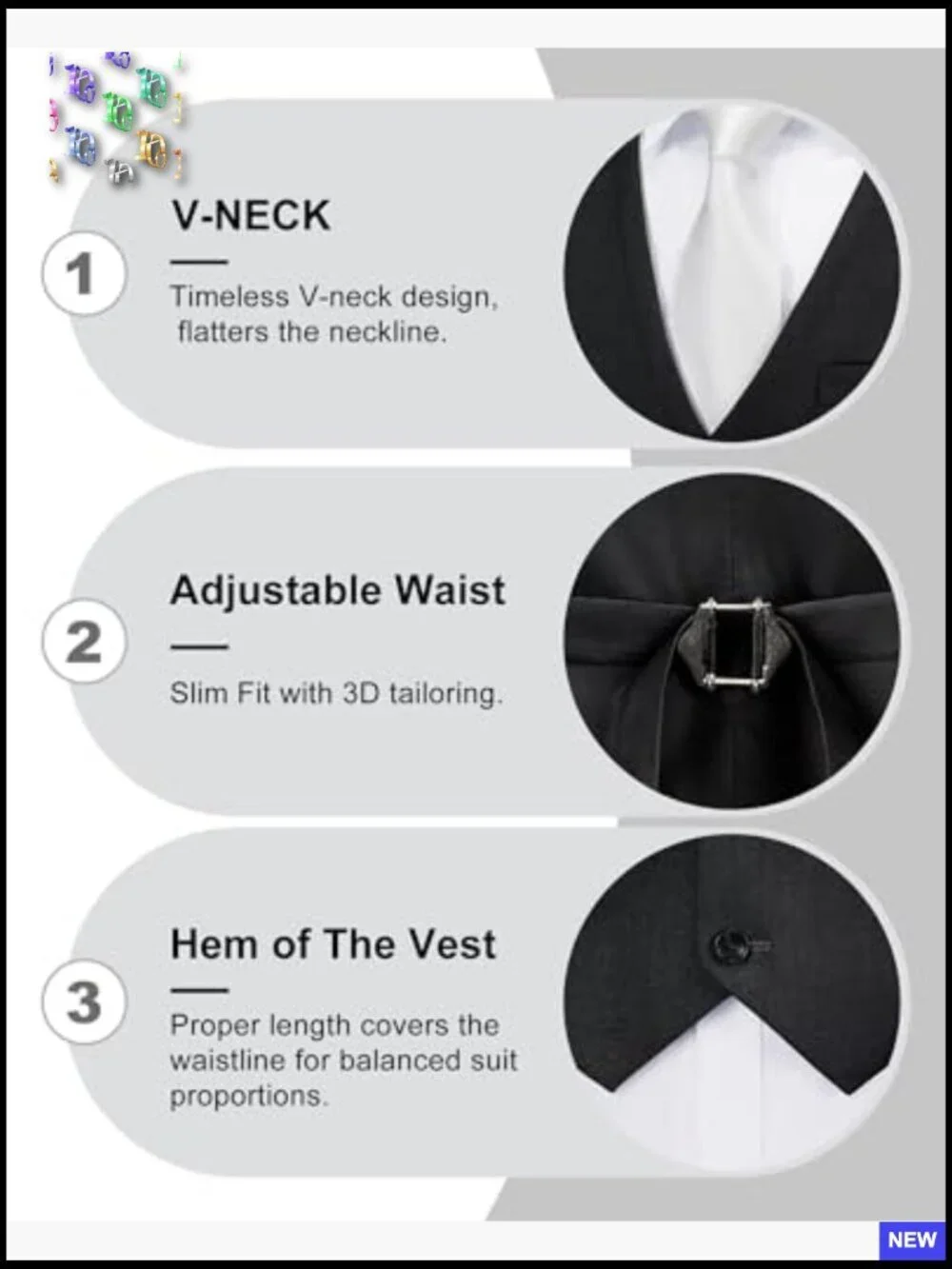 Slim Fit Suit Vest Pants Set Modern Formal Casual Business Wear Adjustable